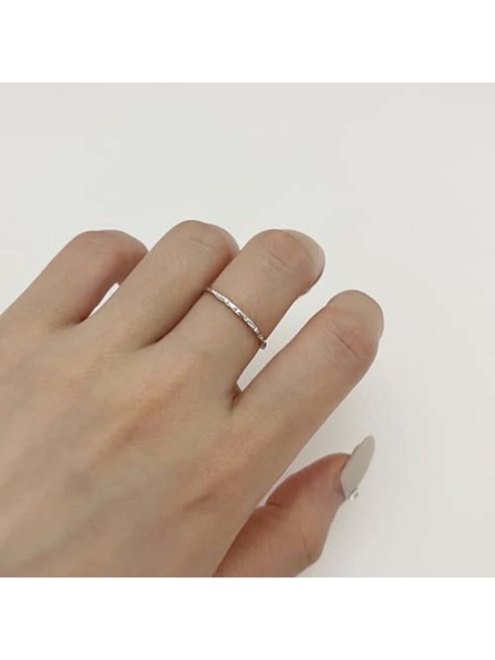 Minimalist 925 Sterling Silver Hammered Skinny Knuckle Stacking Rings Set - Picture 2 of 6